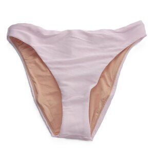 J. Crew Women's Ribbed High Rise Cheeky Bikini Bottom Size Medium Pink Swim